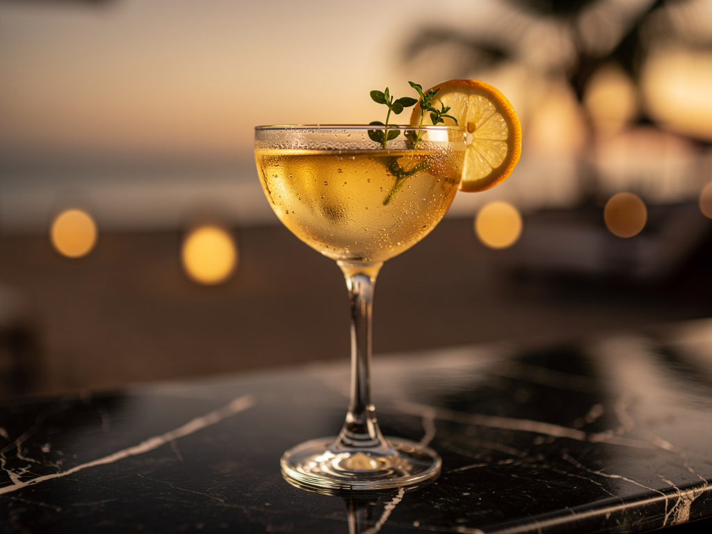 Seção sobre beach clubs e bares à beira-mar, transmitindo a atmosfera noturna sofisticada vida noturna Balneário Camboriú