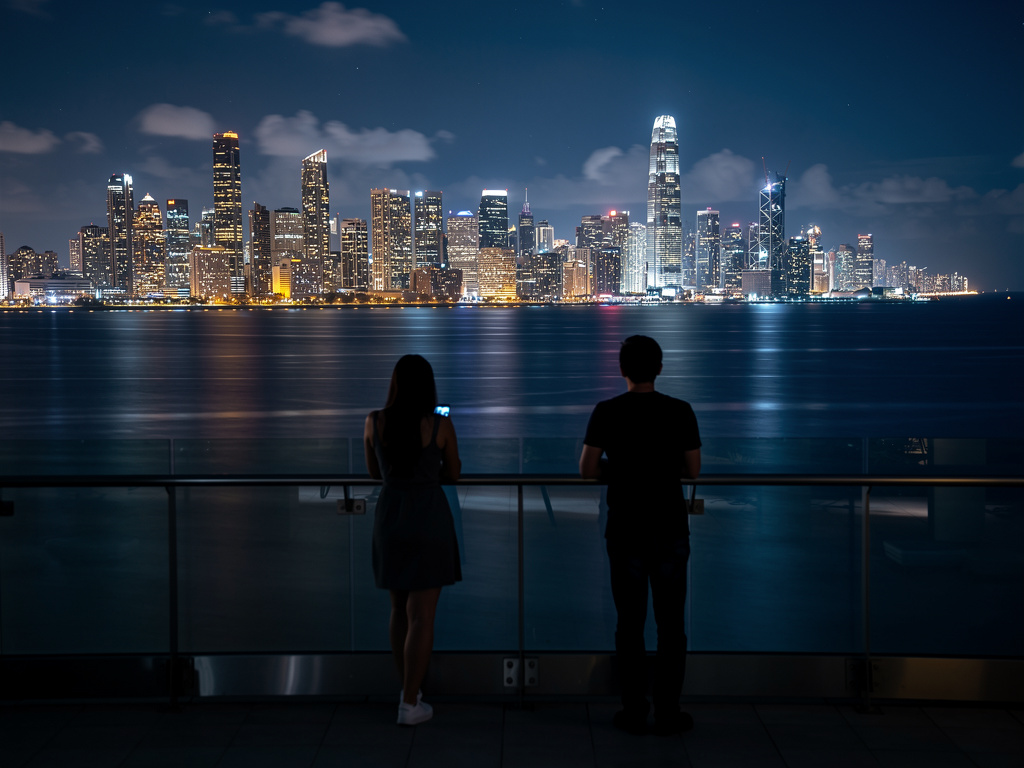 Seção sobre rooftops e a vista panorâmica da cidade à noite vida noturna Balneário Camboriú